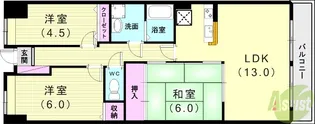 プラザハイツ二ツ屋F棟【2階】の間取り