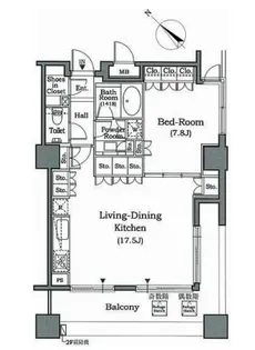 ホライズンプレイス赤坂【13階】の間取り