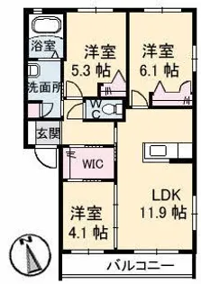 グランマスト1 B棟【2階】の間取り