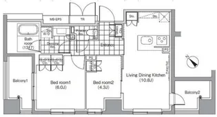 パークハビオ赤坂【7階】の間取り