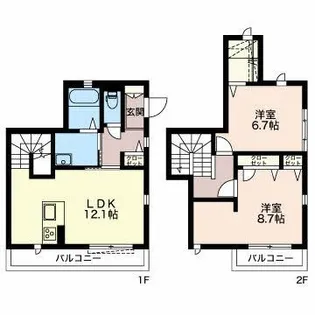 プロヌーブ岩堀【1階】の間取り