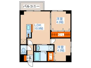 プライマル札幌琴似【5階】の間取り