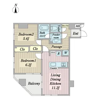 ディナ・スカーラ清澄白河【7階】の間取り