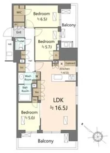 HARUMI FLAG PARK VILLAGE B棟【18階】の間取り