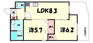 ドルチェ・ヴィータ新神戸【2階】の間取り