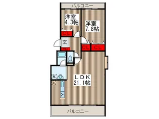 スリーベル【3階】の間取り