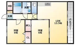 ハイツ田井城【2階】の間取り