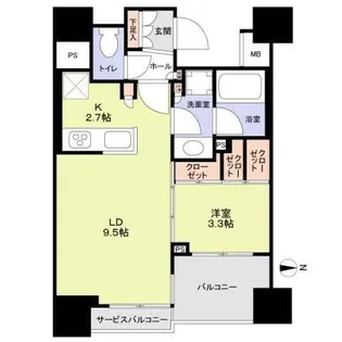 クレヴィア恵比寿【9階】の間取り