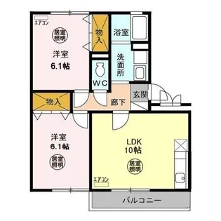 メゾン一の坪【3階】の間取り