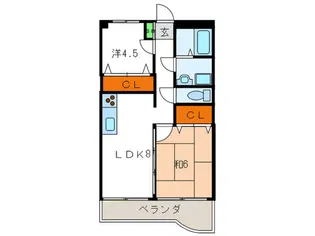 西道頓堀ハイツA棟【10階】の間取り