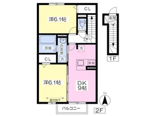ユニティータウン福原【2階】の間取り