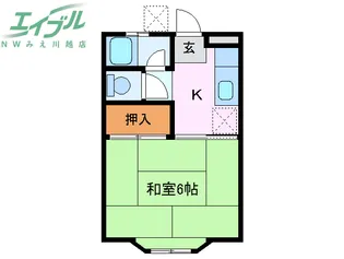 富洲原アパート【2階】の間取り