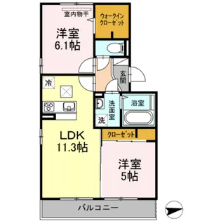 2LDKの間取り画像