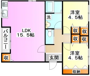 2LDKの間取り画像