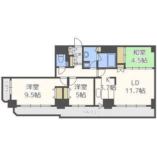 知事公館前タワーレジデンス【12階】の間取り