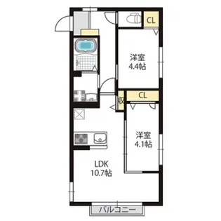 エクセルコート三国【2階】の間取り