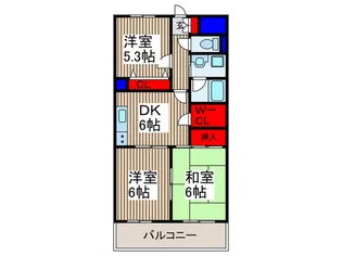 マ-ブル小手指【2階】の間取り