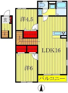 シャトーブリアン・フラットII【2階】の間取り