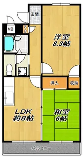 ハイツマエカワ【7階】の間取り