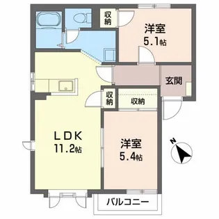 ボン・エスポアールC【2階】の間取り