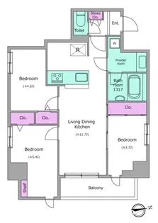 ドゥーエ日暮里III【2階】の間取り