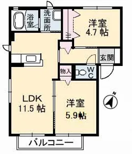 メゾンスカイヒルズ E棟【1階】の間取り