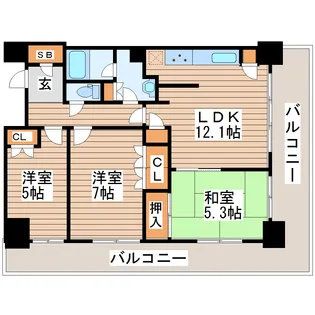 レジディアタワー仙台【8階】の間取り