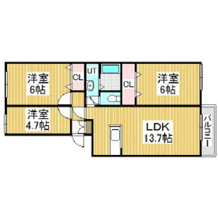 第二ブリリアント若草【3階】の間取り