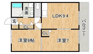 スクールビュー赤間【2階】の間取り