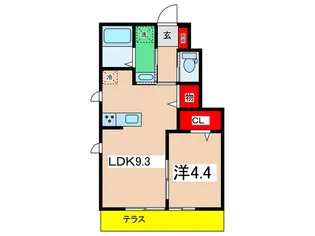 モンタ-ニュ【1階】の間取り
