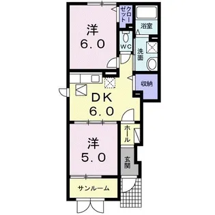 プラシード・ウエダII【1階】の間取り