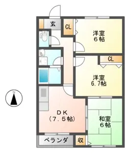 トウロワエトワール【1階】の間取り