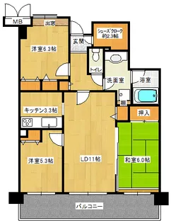 アイディーコート今泉町【3階】の間取り