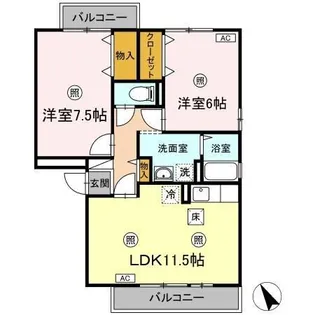 マンマミーヤ A棟【1階】の間取り