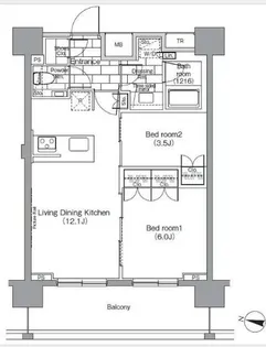 パークハビオ恵比寿【14階】の間取り