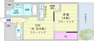 アルティザ仙台花京院【6階】の間取り