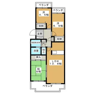 不二マンションB棟【3階】の間取り