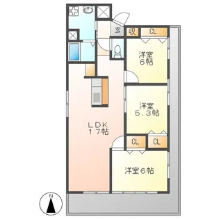 サンハイツヒロ【5階】の間取り