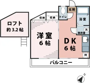 1DKの間取り画像