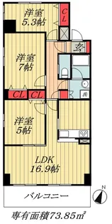 千葉県市川市大洲3【マンション】の間取り