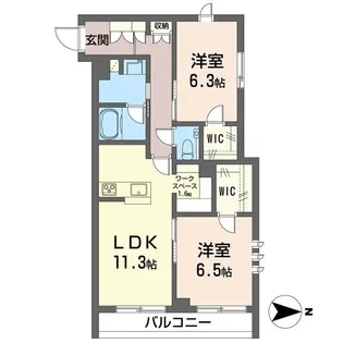ロングウッドテラス【3階】の間取り