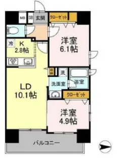 東京都新宿区弁天町【マンション】の間取り