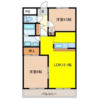 セシーモナンノー(北棟)【2階】の間取り