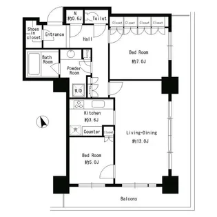 パークタワー芝浦ベイワード アーバンウイング【19階】の間取り