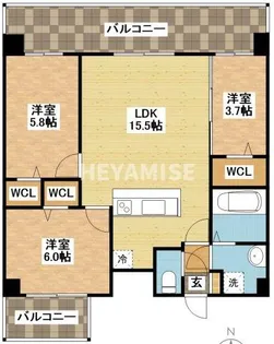 modern palazzo文教通りGrow【6階】の間取り
