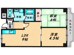 日宝ライフ放出西【4階】の間取り