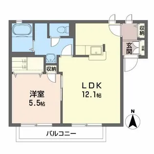 カーサ ソレイユA【2階】の間取り