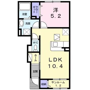フルール八ヶ倉B【1階】の間取り