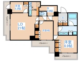 パークシティ中野ザタワーブリーズ【20階】の間取り