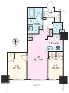 プライムパークス品川シーサイドザ・タワー【26階】の間取り